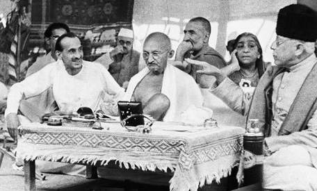 Gandhi surrounded by his supporters - August 1942